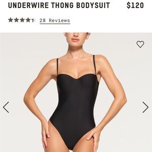 Skims Black Underwire Bodysuit, XS, NWT